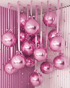 Jenaai 30-Pack 22" Pink 4D Foil Balloons with Satin Bows – Giant Round Party Balloons
