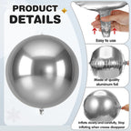 Jenaai 30-Count 22-Inch Silver Round Foil Balloons with Satin Bows – Giant Party Decoration Set