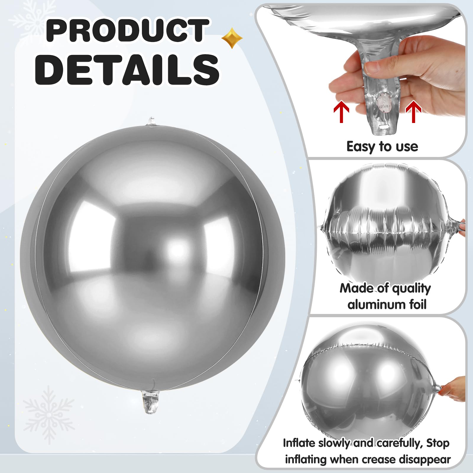 Jenaai 30-Count 22-Inch Silver Round Foil Balloons with Satin Bows – Giant Party Decoration Set