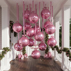 Jenaai 30-Pack 22" Pink 4D Foil Balloons with Satin Bows – Giant Round Party Balloons