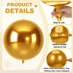 Jenaai 30-Set 22-Inch Gold 4D Round Foil Balloons with Satin Bows – Giant Ceiling Decor for Holidays & Celebrations