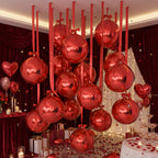 Jenaai 30-Piece 22-Inch Red 4D Round Foil Balloons with Satin Bows – Giant Party Decor for Valentine’s Day, Weddings & More