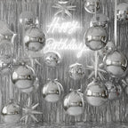 Jenaai 30-Count 22-Inch Silver Round Foil Balloons with Satin Bows – Giant Party Decoration Set