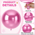 Jenaai 30-Pack 22" Pink 4D Foil Balloons with Satin Bows – Giant Round Party Balloons