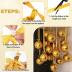 Jenaai 30-Set 22-Inch Gold 4D Round Foil Balloons with Satin Bows – Giant Ceiling Decor for Holidays & Celebrations