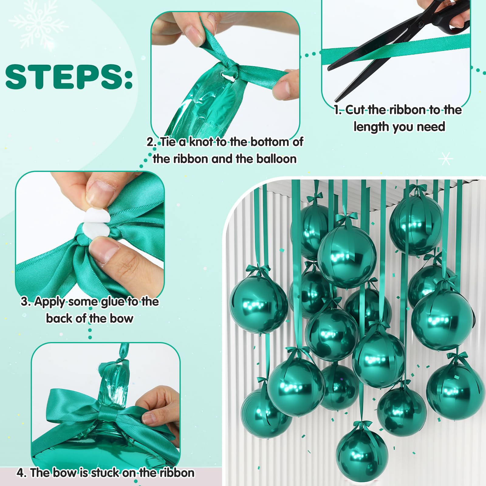Jenaai 30-Set 22-Inch Round 4D Foil Balloons with Satin Bows – Green Giant Party Decorations