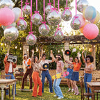 Jenaai 22-Inch Round Foil Balloons — 30-Pack with Satin Bows for Ceiling Decor (Disco)