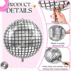 Jenaai 22-Inch Round Foil Balloons — 30-Pack with Satin Bows for Ceiling Decor (Disco)