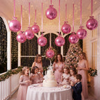 Jenaai 30-Pack 22" Pink 4D Foil Balloons with Satin Bows – Giant Round Party Balloons