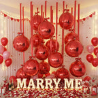 Jenaai 30-Piece 22-Inch Red 4D Round Foil Balloons with Satin Bows – Giant Party Decor for Valentine’s Day, Weddings & More