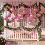 Jenaai 30-Pack 22" Pink 4D Foil Balloons with Satin Bows – Giant Round Party Balloons