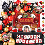 Jenlion Casino Theme Party Decorations – Las Vegas Backdrop, Happy Birthday Banner & Honeycomb Centerpieces