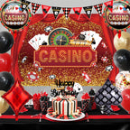 Jenlion Casino Theme Party Decorations – Las Vegas Backdrop, Happy Birthday Banner & Honeycomb Centerpieces