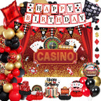 Jenlion Casino Theme Party Decorations – Las Vegas Backdrop, Happy Birthday Banner & Honeycomb Centerpieces