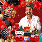 Jenlion Casino Theme Party Decorations – Las Vegas Backdrop, Happy Birthday Banner & Honeycomb Centerpieces