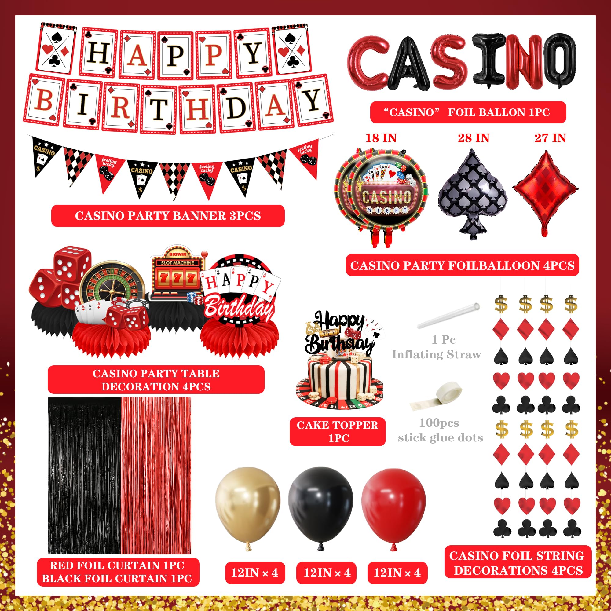 Jenlion Casino Theme Party Decorations | Las Vegas Night & Birthday Decor