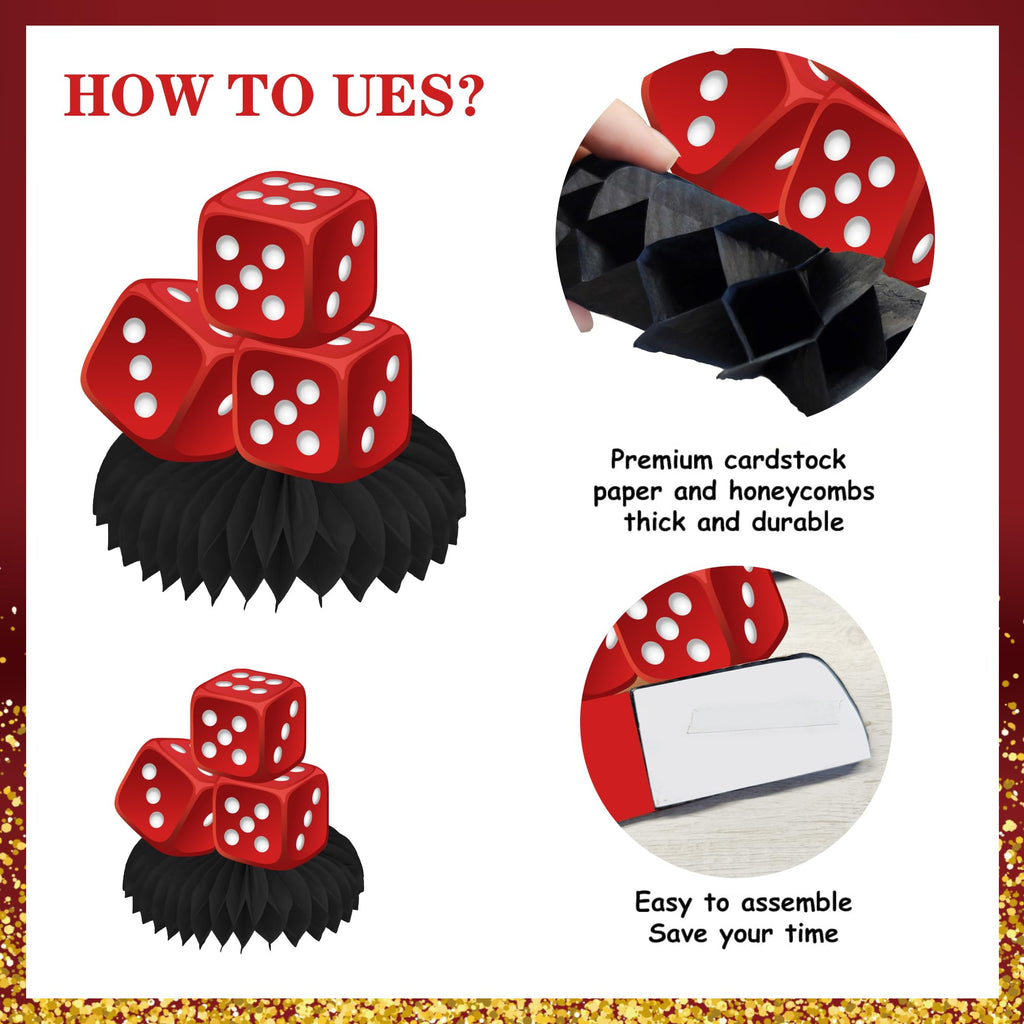Jenlion Casino Theme Party Decorations – Las Vegas Backdrop, Happy Birthday Banner & Honeycomb Centerpieces