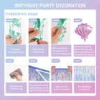 Jenmir Mermaid Birthday Decorations for Girls | Fringe Curtains, Happy Birthday Banner, Red Balloons