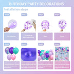 Jenmir Mermaid Birthday Decorations for Girls | Fringe Curtains, Happy Birthday Banner, Red Balloons