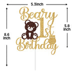 Jenrtvis Beary 1st Birthday Cake Topper – Glittery Bear Party Decoration