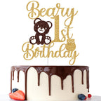 Jenrtvis Beary 1st Birthday Cake Topper – Glittery Bear Party Decoration