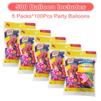JerDorgo 500 Pcs Rainbow Balloons - 10-Inch Multicolor Latex Party Balloons for Birthday, Baby Shower, Wedding