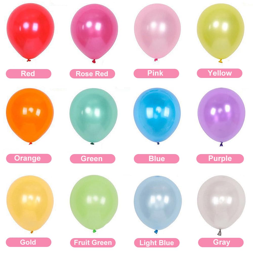 JerDorgo 500 Pcs Rainbow Balloons - 10-Inch Multicolor Latex Party Balloons for Birthday, Baby Shower, Wedding