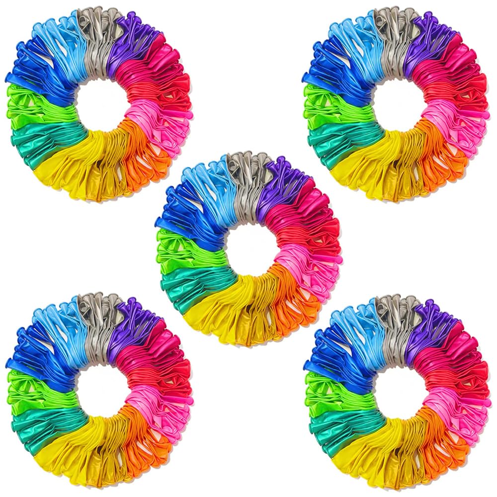 JerDorgo 500 Pcs Rainbow Balloons - 10-Inch Multicolor Latex Party Balloons for Birthday, Baby Shower, Wedding