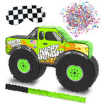 Jergrim Monster Truck Pinata – 4-Piece Set for Kids Parties, 16x10x3 in, Durable Race Car Theme