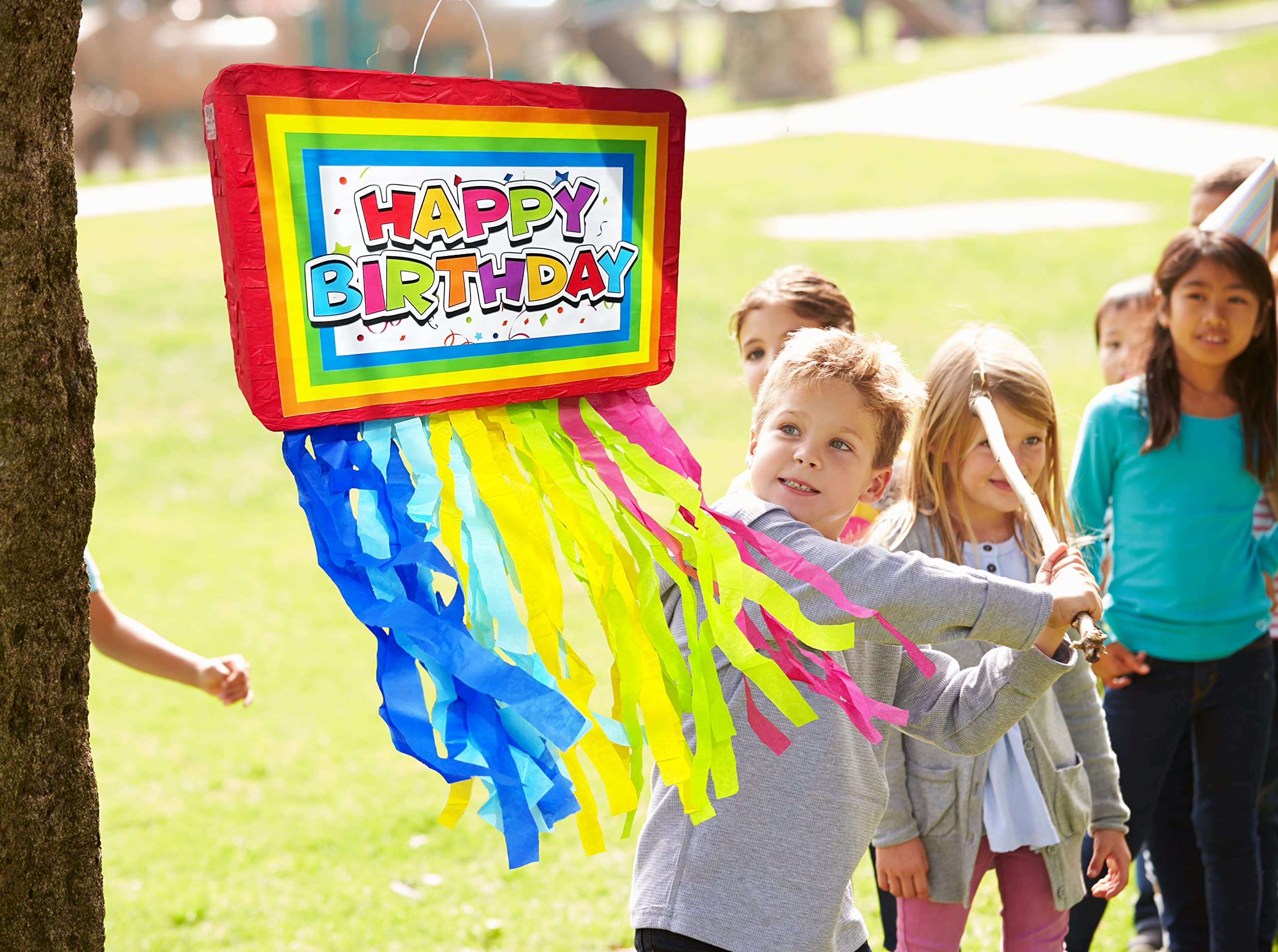 Jergrim Birthday Piñata 4-Piece Set – Colorful 16x10x3 in Party Decorations