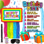 Jergrim Birthday Piñata 4-Piece Set – Colorful 16x10x3 in Party Decorations