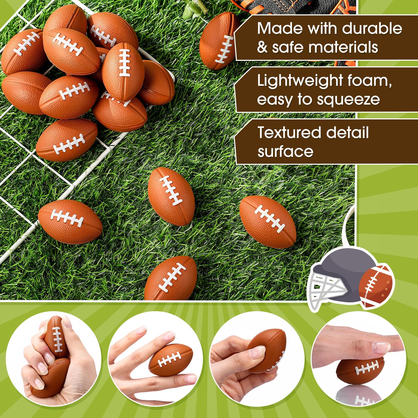 Jerify 120 Packs 2-Inch Mini Football Foam Stress Balls | School, Party & Gift Filler