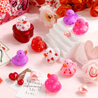 Jerify 48 Pcs Valentine Rubber Duckies – 6 Designs Bath Toys for Kids, Party Favors