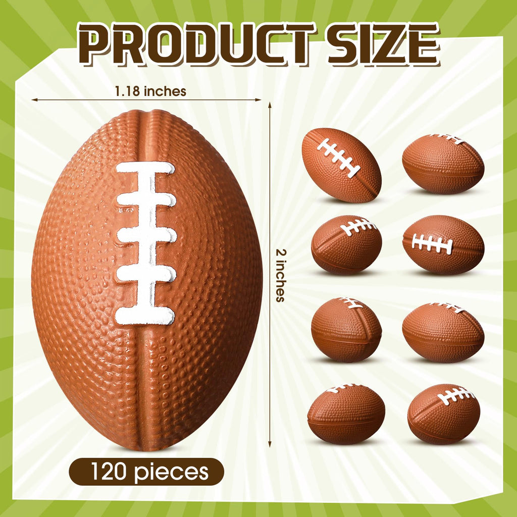 Jerify 120 Packs 2-Inch Mini Football Foam Stress Balls | School, Party & Gift Filler