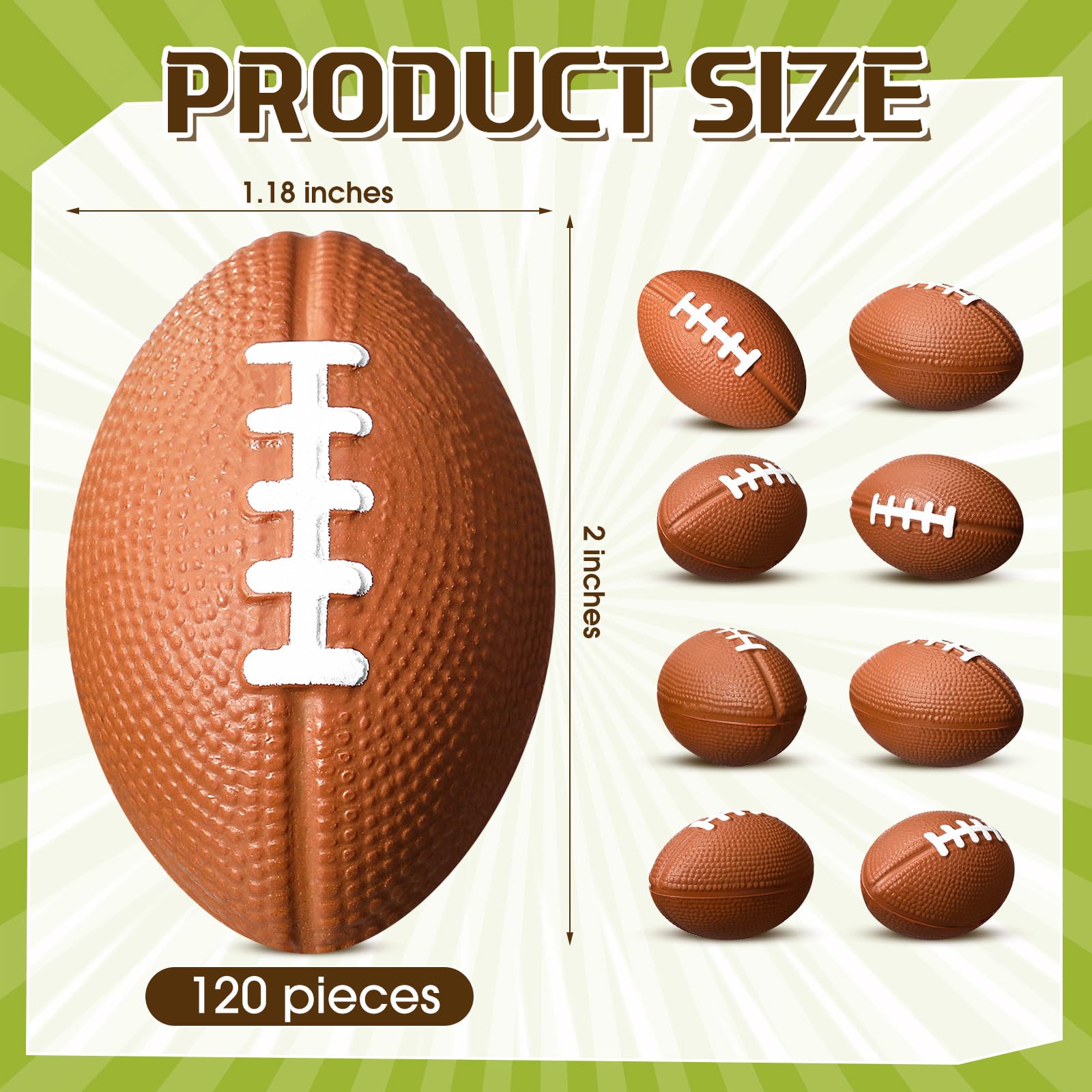 Jerify 120 Packs 2-Inch Mini Football Foam Stress Balls | School, Party & Gift Filler
