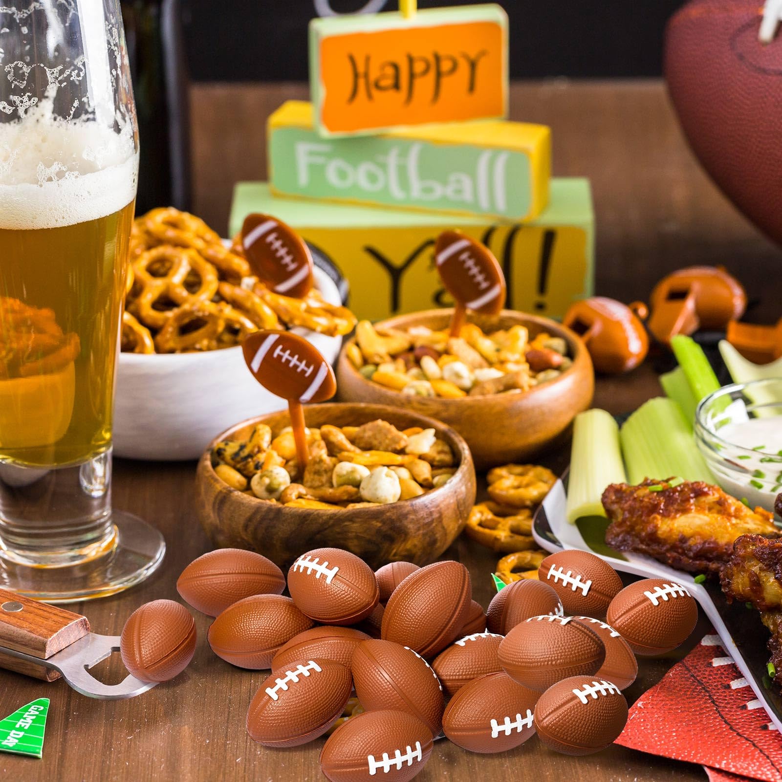 Jerify 120 Packs 2-Inch Mini Football Foam Stress Balls | School, Party & Gift Filler