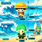 JESGO 10 Straw Hat Crew Pirate Figures Building Blocks Kit Set – Going Merry Ship Micro Brick Headz, Adventurer Toys for Fans (Teen 14+)