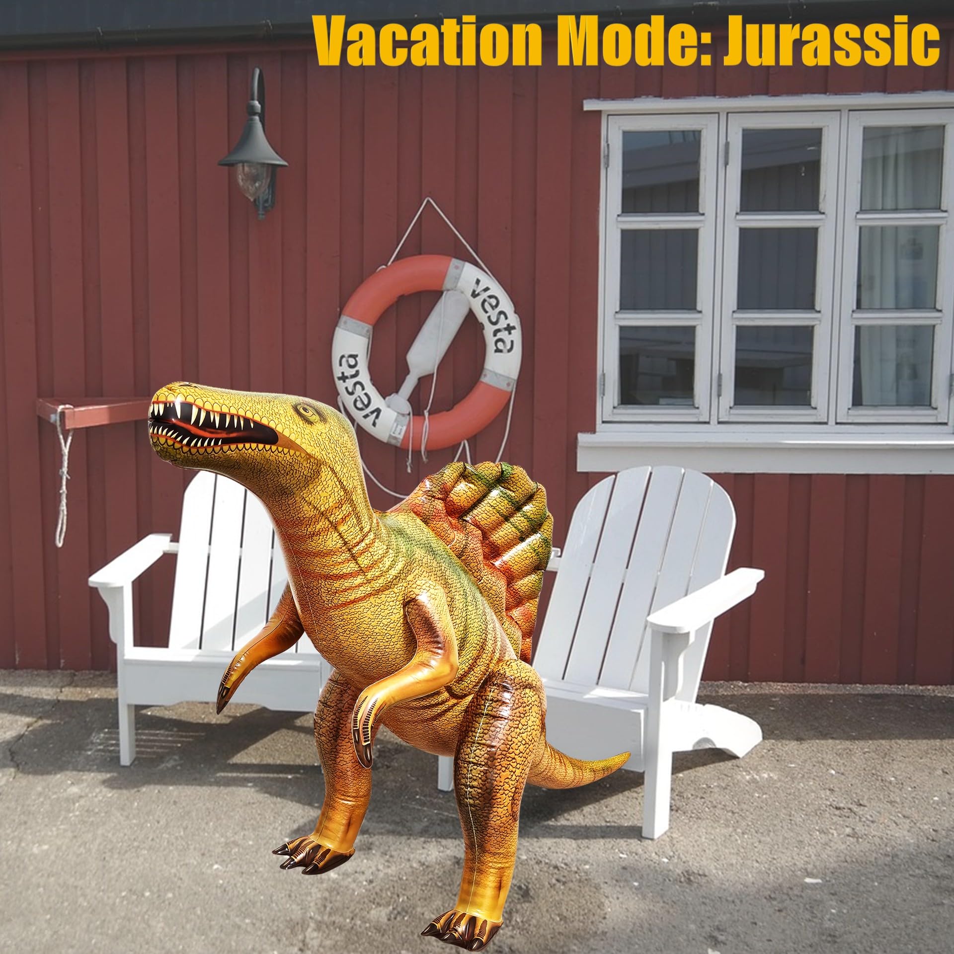Jet Creations Spinosaurus Inflatable 53in L x 31in H – Standalone Dino Display & Party Decor