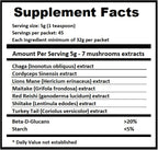 Jetsu Pure 7 Organic Mushroom Extract Powder, Chaga, Cordyceps, Lion's Mane, Maitake, Reishi, Shiitake & Turkey Tail Mushrooms Supplement, for Immune Support, Focus, Energy