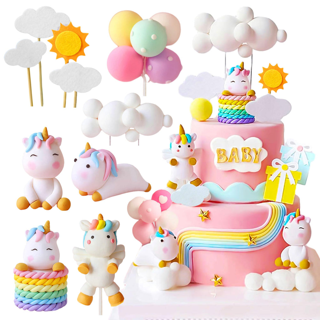 JeVenis Luxury Unicorn Rainbow Cake Topper for Birthday & Baby Shower