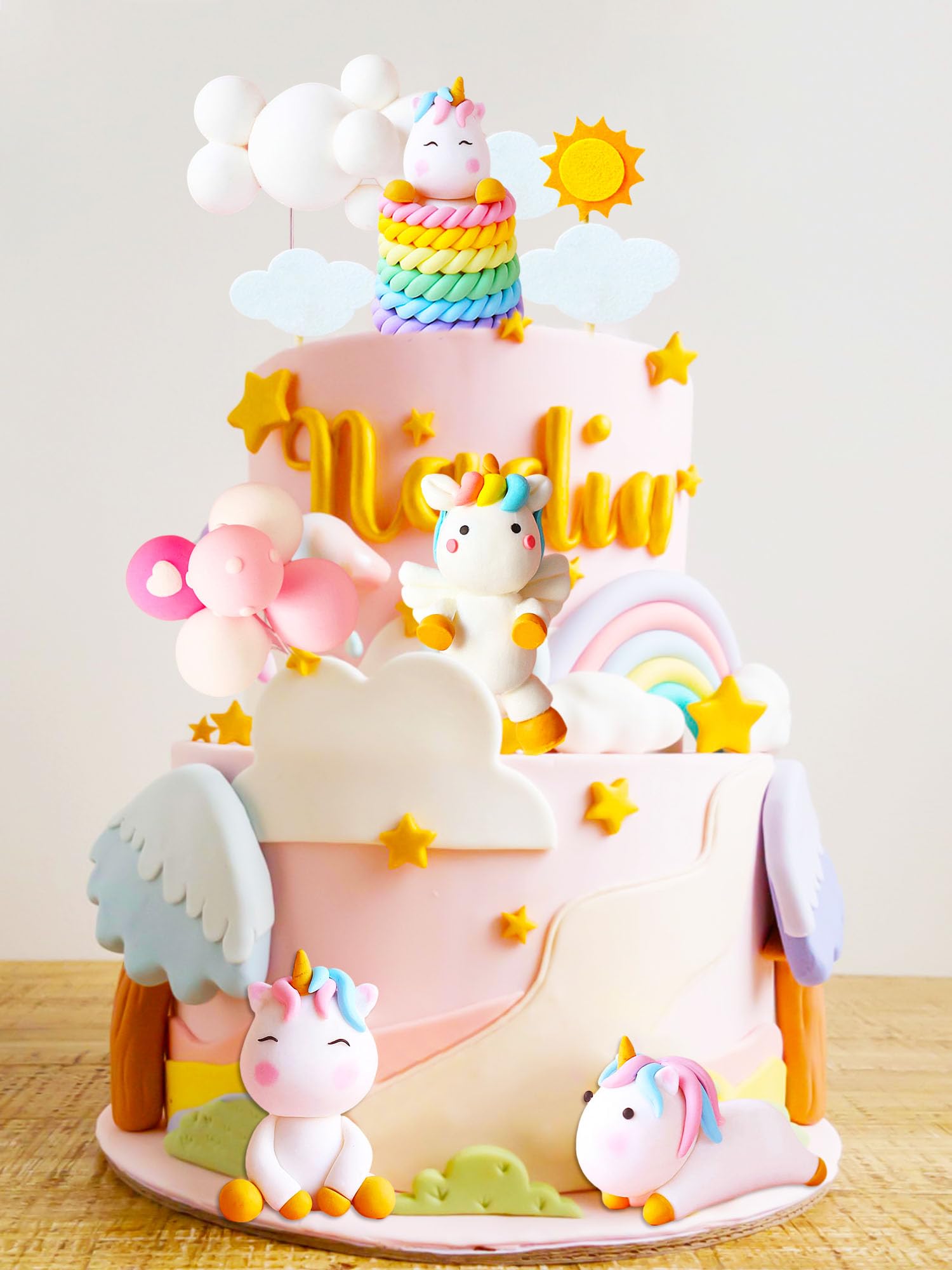 JeVenis Luxury Unicorn Rainbow Cake Topper for Birthday & Baby Shower