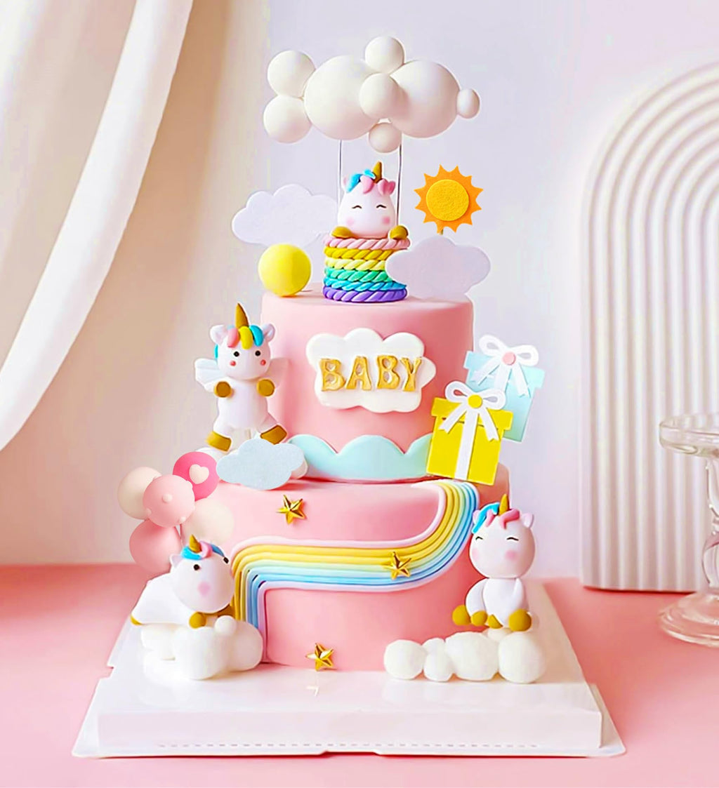 JeVenis Luxury Unicorn Rainbow Cake Topper for Birthday & Baby Shower