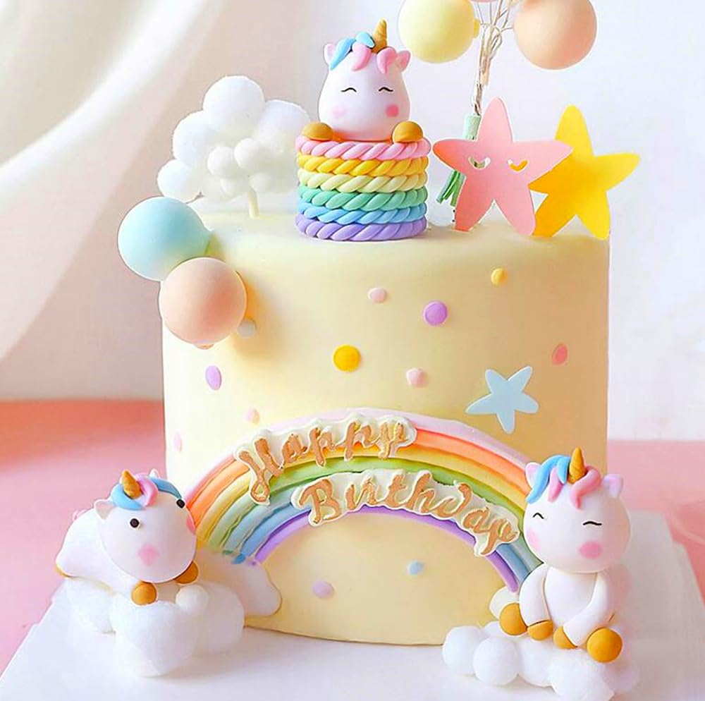 JeVenis Luxury Unicorn Rainbow Cake Topper for Birthday & Baby Shower