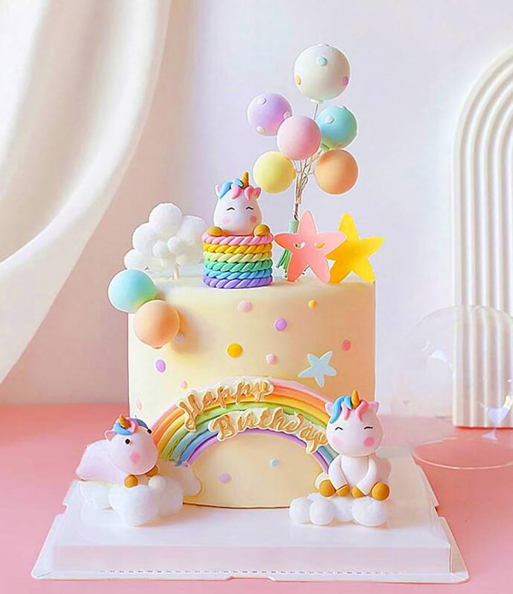 JeVenis Luxury Unicorn Rainbow Cake Topper for Birthday & Baby Shower