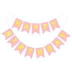 JHZMCRX Light Pink Happy Birthday Banner Sign – Personalized Name Banner with Golden Letters