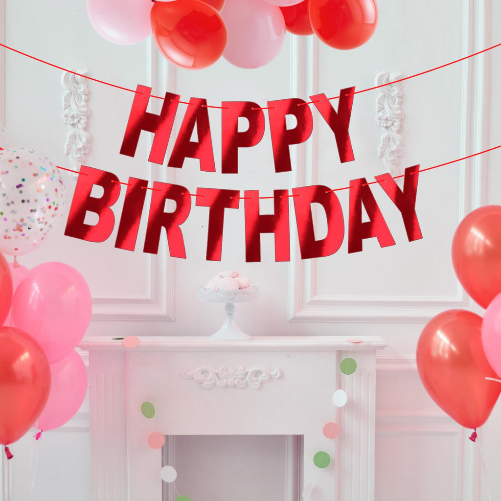 JHZMCRX Red Happy Birthday Banner Sign | Personalized DIY Birthday Garland