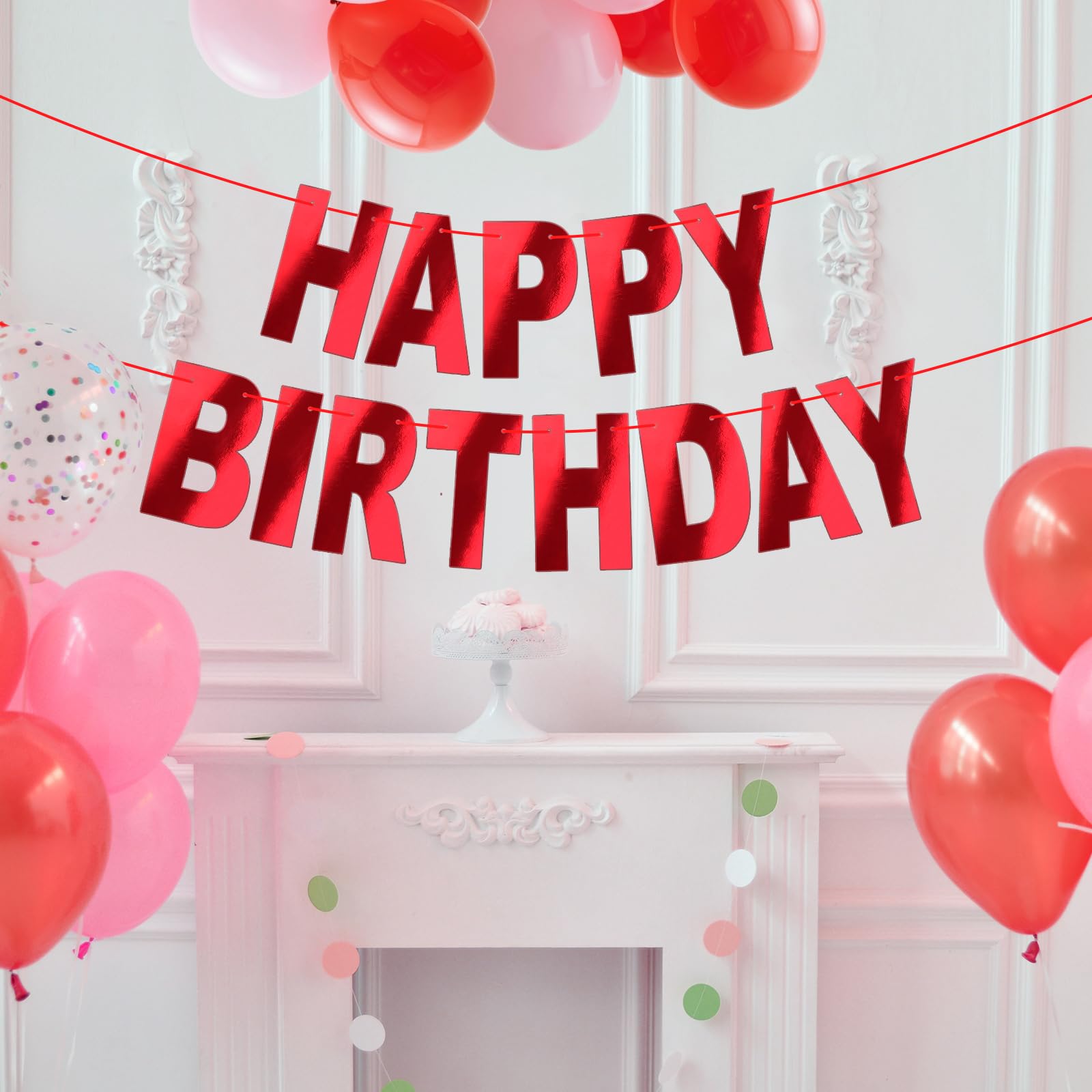 JHZMCRX Red Happy Birthday Banner Sign | Personalized DIY Birthday Garland