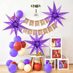 JHZMCRX 72 Pcs Purple Star Foil Balloons – Explosion Star Balloons for Star Arch & Backdrops