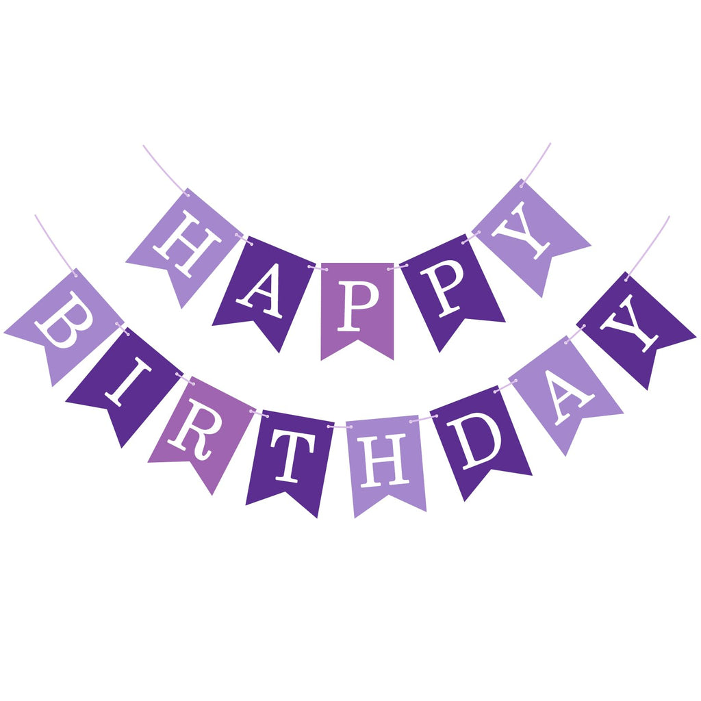 JHZMCRX Happy Birthday Banner Sign - Personalized DIY Letter Banner for Parties (Light Purple & Purple)