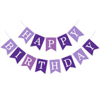 JHZMCRX Happy Birthday Banner Sign - Personalized DIY Letter Banner for Parties (Light Purple & Purple)